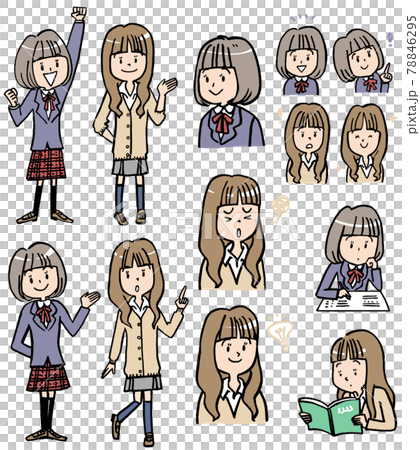 女子高生たちのイラスト素材