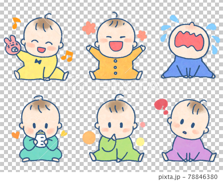 おすわりした赤ちゃんのイラストセット(フルカラー) おすわりした赤ちゃんのイラストセット(フルカラー) 78846380