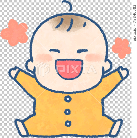 Illustration of a baby sitting and laughing happily (full color) Illustration of a baby sitting and laughing happily (full color) 78846382