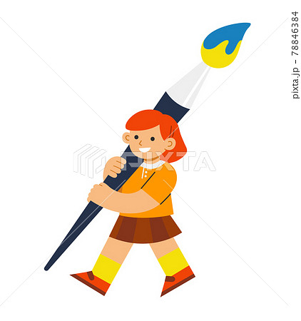 Adorable kid holding a paintbrush. Adorable kid holding a paintbrush. 78846384