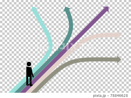 岐路に立っている人のイラスト（白背景・ベクター・切り抜き） 78846628