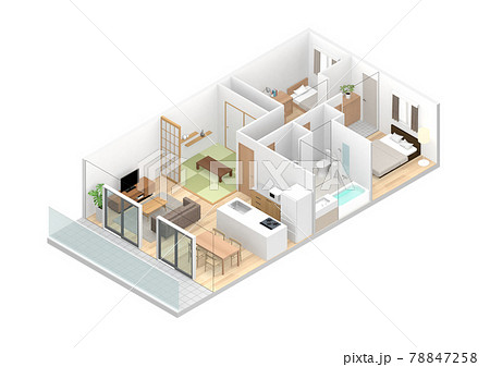 住宅の斜めから見た鳥瞰CGパース 78847258