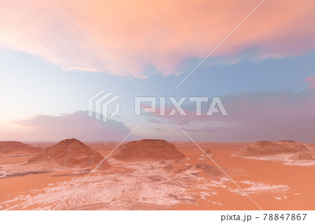Red Desert at sunset time with blue and pink colors on the sky. Red Desert at sunset time with blue and pink colors on the sky. 78847867