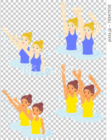 Synchronized swimming illustration set (white / black) 78847938