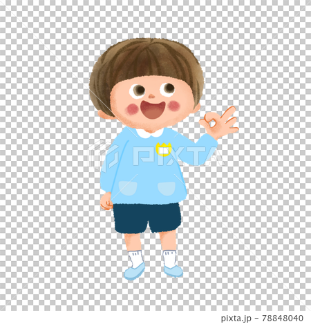 A kindergarten child who makes an OK mark with his finger A kindergarten child who makes an OK mark with his finger 78848040