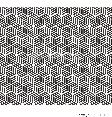 ベーシックな和柄のパターン 背景 亀甲網代 白黒のイラスト素材