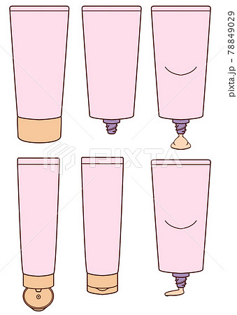 チューブタイプの容器二種類のイラスト ピンクの色付きのイラスト素材