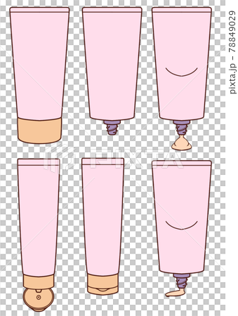 Illustration of two types of tube-type containers, colored in pink 78849029