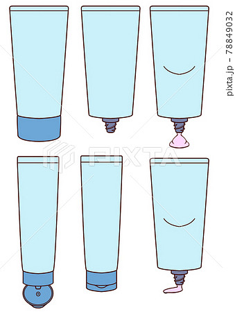 チューブタイプの容器二種類のイラスト ブルー色付きのイラスト素材
