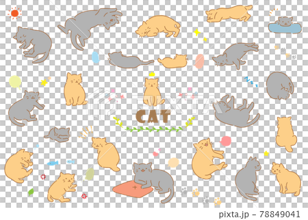 かわいい手描きの猫のイラストセット 78849041