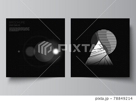Vector layout of two square covers design templates for brochure, flyer, magazine, cover design, book design.Black color technology background. Digital visualization of science, medicine, tech concept Vector layout of two square covers design templates for brochure, flyer, magazine, cover design, book design.Black color technology background. Digital visualization of science, medicine, tech concept 78849214