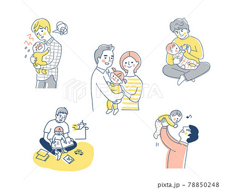 育児をするパパ　さまざまなシーン　セット　 78850248