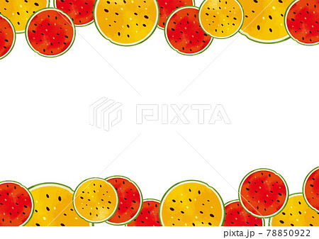 西瓜の水彩風背景素材 カットフルーツ 果物 おしゃれのイラスト素材