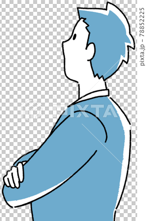 腕組みし 背景を見上げる男性のイラスト素材 腕組みし 背景を見上げる男性のイラスト素材