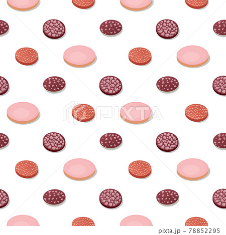 Sausage slice snack. Vector ill Seamless pattern 78852295