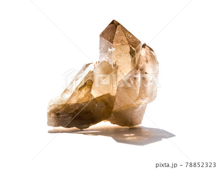 Smoky quartz gemstone on a white background 78852323