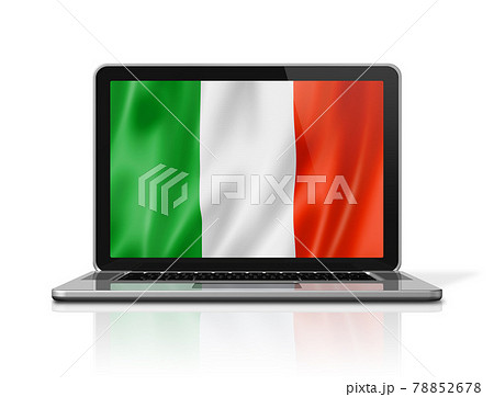Italian Flag On Laptop Screen Isolated On のイラスト素材