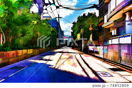 Colorful illustration of  a deserted street. 78852809
