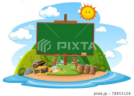 Empty banner template with summer beach element isolated 78853128