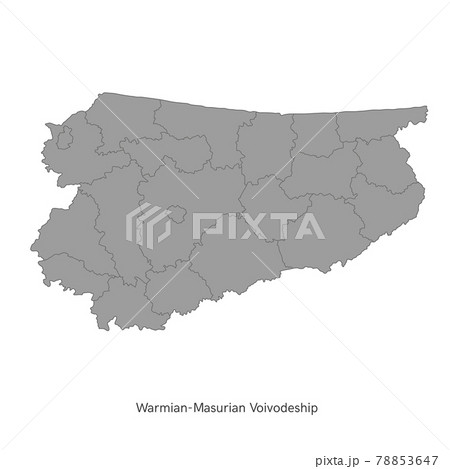 vector illustration: administrative map of Poland. Warmian-Masurian Voivodeship map with gminas 78853647