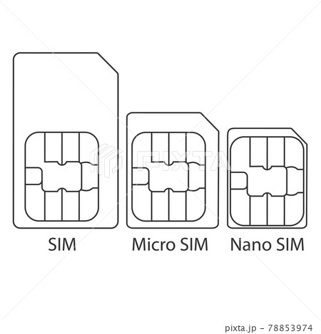 Different types of SIM card. Vector illustration, flat design. Different types of SIM card. Vector illustration, flat design. 78853974