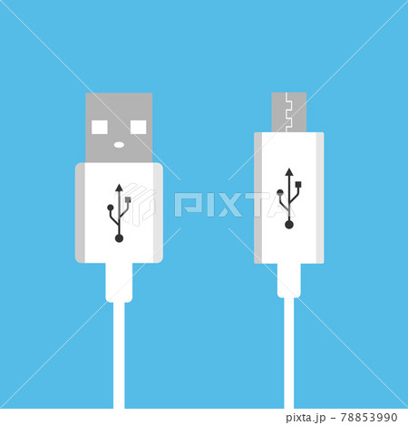 Micro USB cables. USB connection. Vector illustration, flat design. Micro USB cables. USB connection. Vector illustration, flat design. 78853990