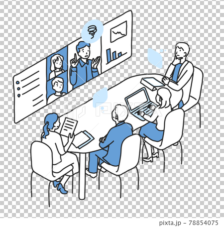ビデオ会議で困りごとを議論するビジネスマンとOL ビデオ会議で困りごとを議論するビジネスマンとOL 78854075