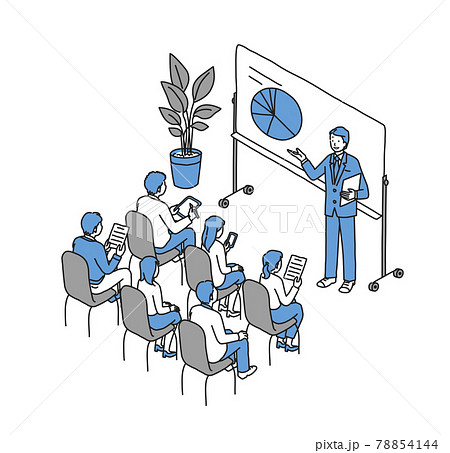 男性講師のセミナーに参加する男性と女性 男性講師のセミナーに参加する男性と女性 78854144