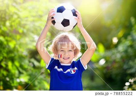 France football fan kids. Children play soccer. 78855222