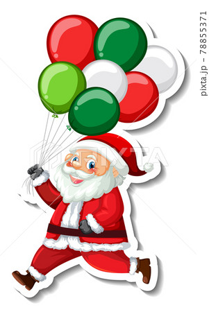 Sticker template with Santa Claus cartoon character isolated 78855371