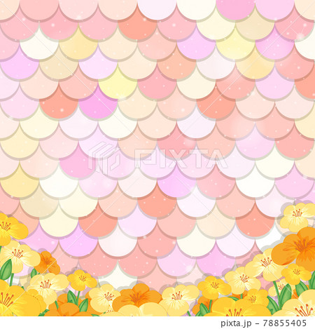 Pastel mermaid scale pattern with many flowers Pastel mermaid scale pattern with many flowers 78855405