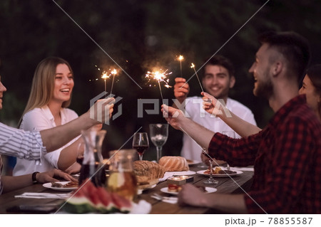 french dinner party on summer 78855587