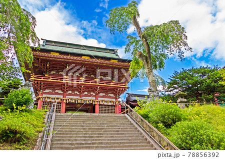 鹽竈神社の表参道(表坂)を登り隋身門を望む 鹽竈神社の表参道(表坂)を登り隋身門を望む 78856392