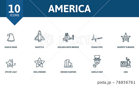 Usa icon set. Contains editable icons usa theme such as the statue of liberty, coat of arms of america, american football and more. 78856761