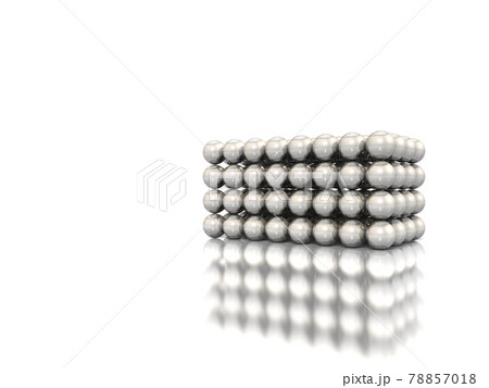 メタリックなボールで構成された立方体。それは強固な結合を表す。3Dレンダリング。 78857018
