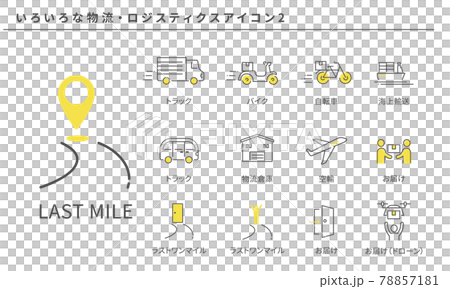 いろいろな物流・ロジスティクスのシンプルなアイコンセット2、ベクター素材 78857181