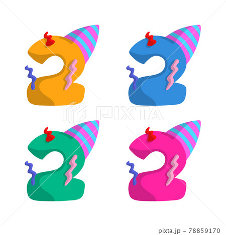 2 year birthday candle flat design vector illustration with different color choice. 78859170