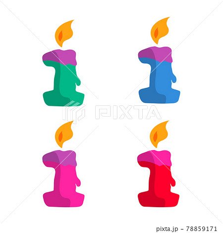 1 year birthday candle flat design vector illustration with different color choice. 78859171