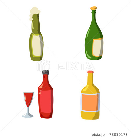 set of wine bottle flat design in Flat design with shadow icons beverage set of wine bottle flat design in Flat design with shadow icons beverage 78859173