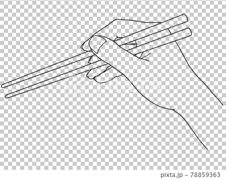 お箸を持つ手 持ち方のイラスト素材