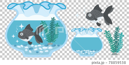 金魚（望遠鏡）和魚缸的插圖素材 78859538