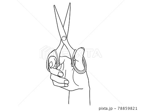 はさみを持つ手のイラスト素材 7591
