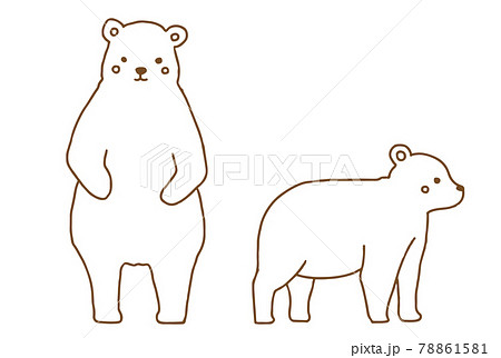 シンプルな手描きのクマの線画イラストのイラスト素材