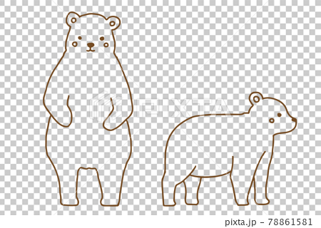 シンプルな手描きのクマの線画イラストのイラスト素材