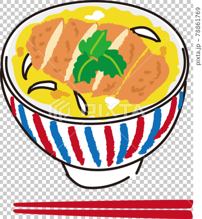 日本食 カツ丼のイラストのイラスト素材