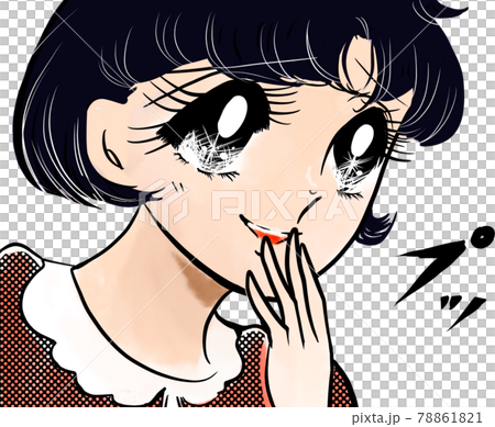 70年代少女漫画黒髪おかっぱの少女がおかしくて吹き出すイラストのイラスト素材 7611 70年代少女漫画黒髪おかっぱの少女がおかしくて吹き出すイラストのイラスト素材 7611