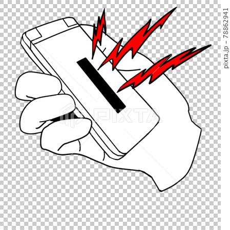 ガラケーの緊急地震速報のイラストのイラスト素材