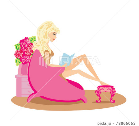 Illustration of a Girl Reading a book 78866065