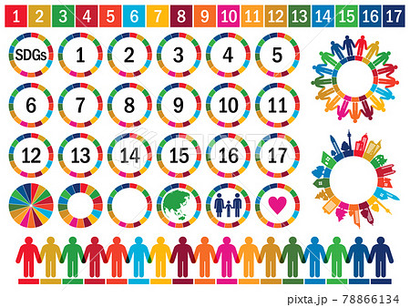 SDGs-持続可能な開発目標の人々シルエットイメージマークセット 78866134