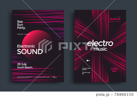 Electronic music poster with gradient line 78866150